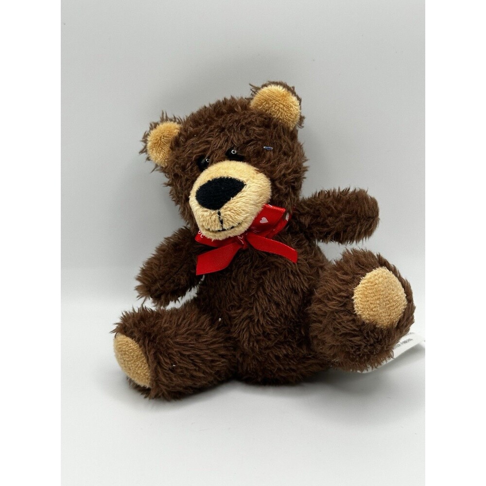 Russell Stover Teddy Bear Plush Brown Red Heart Bow 2024 Valentine’s NWT 6"